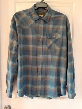 Howler Brothers Teal and Tan Plaid Button-Down Shirt